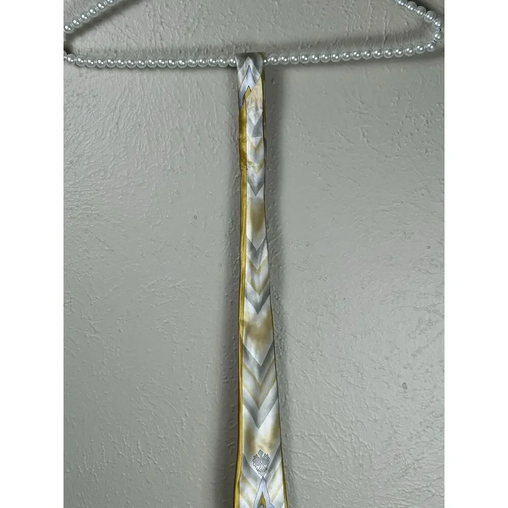Salvatore Pellegrino Tie Silk Handmade Shiny Gold Silver Long Necktie Italian